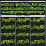 Personalized Black Green Gold Two Tone Baseball Jersey for Adults Personalized Black Kelly Green-Gold Two Tone Baseball Jersey