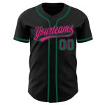 Personalized Authentic Baseball Jersey in Black, Kelly Green & Hot Pink - Custom Name & Number Personalized Black Kelly Green-Hot
