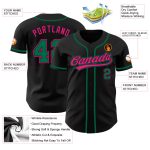 Personalized Black Hot Pink Kelly Green Baseball Jersey for Women Personalized Black Kelly Green-Hot Pink Baseball Jersey