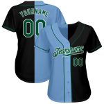 Custom Name and Number Personalized Baseball Jersey - Black, Kelly Green, Light Blue, Authentic Split Fashion Personalized