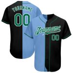 Custom Name and Number Personalized Baseball Jersey - Black, Kelly Green, Light Blue, Authentic Split Fashion Personalized