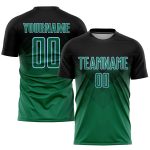 Custom Name and Number Soccer Jersey - Personalized Black, Kelly Green & Light Blue Sublimation Uniform Personalized Black