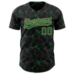 Personalized 3D Abstract Network Baseball Jersey in Black, Kelly Green, Old Gold Personalized Black Kelly Green-Old Gold