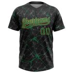 Personalized 3D Abstract Two-Button Unisex Softball Jersey - Black, Kelly Green & Old Gold Personalized Black Kelly Green-Old