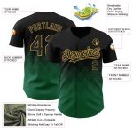 Personalized Black Kelly Green Old Gold 3D Gradient Baseball Jersey with Square Shapes Personalized Black Kelly Green-Old