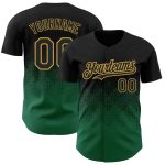 Personalized Black Kelly Green Old Gold 3D Gradient Baseball Jersey with Square Shapes Personalized Black Kelly Green-Old