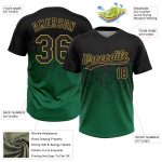 Personalized Black Kelly Green Gold 3D Gradient Two-Button Unisex Softball Jersey Personalized Black Kelly Green-Old Gold