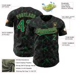 Custom Name and Number Baseball Jersey - Personalized 3D Pattern Design in Black, Kelly Green, and Old Gold - Authentic Team Apparel