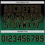 Custom Name and Number Baseball Jersey with 3D Gradient Pattern in Black, Kelly Green and Old Gold Square Shapes - Personalized Design