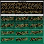 Custom Name and Number Baseball Jersey with 3D Gradient Pattern in Black, Kelly Green and Old Gold Square Shapes - Personalized Design