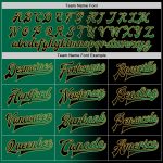 Personalized Gradient Varsity Letterman Jacket - Black Kelly Green Old Gold Bomber Full-Snap Personalized Black Kelly Green-Old