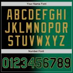 Personalized Gradient Varsity Letterman Jacket - Black Kelly Green Old Gold Bomber Full-Snap Personalized Black Kelly Green-Old