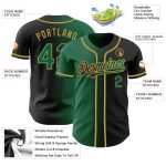 Personalized Black and Green Gradient Fashion Baseball Jersey for Men & Women Personalized Black Kelly Green-Old Gold Gradient