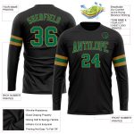 Personalized Performance T-Shirt in Black Kelly Green and Old Gold - Long Sleeve Design Personalized Black Kelly Green-Old
