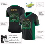 Personalized Black Green Old Gold Fashion Football Jersey - Mesh Drift Style Personalized Black Kelly Green-Old Gold Mesh