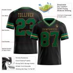 Personalized Black Kelly Green Old Gold Mesh Football Jersey for Men Personalized Black Kelly Green-Old Gold Mesh Football