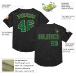 Personalized Black Kelly Green Old Gold Throwback Baseball Jersey for Men Personalized Black Kelly Green-Old Gold Mesh Throwback