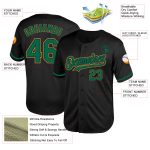 Personalized Black Kelly Green Old Gold Baseball Jersey - Mesh Throwback Style Personalized Black Kelly Green-Old Gold Mesh