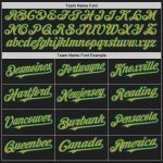 Personalized Black Kelly Green Old Gold Baseball Jersey with Raglan Sleeves Personalized Black Kelly Green-Old Gold Raglan
