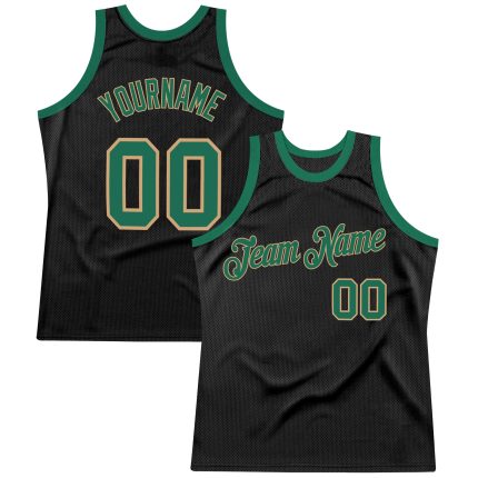 Personalized Black Kelly Green Old Gold Basketball Jersey - Throwback Style Personalized Black Kelly Green-Old Gold Throwback