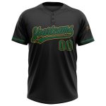 Personalized Softball Jersey Unisex Two-Button Black Kelly Green-Old Gold Personalized Black Kelly Green-Old Gold Two-Button