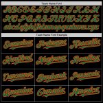 Custom Name Number Authentic Baseball Jersey in Black Kelly Green-Orange, Personalized Team Colors, Available in 3 Arm Shapes