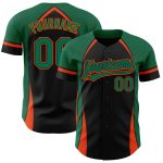 Personalized Black Green Orange 3D Curve Solid Baseball Jersey for Men Personalized Black Kelly Green-Orange 3D Curve Solid