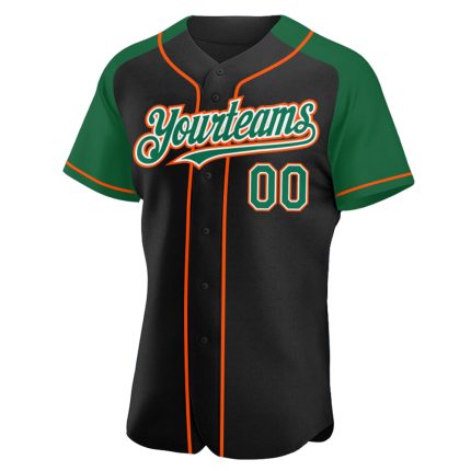 Personalized Custom Name Number Black Kelly Green-Orange Baseball Jersey Authentic Raglan Sleeves Personalized Black Kelly