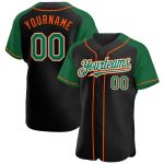 Personalized Custom Name Number Black Kelly Green-Orange Baseball Jersey Authentic Raglan Sleeves Personalized Black Kelly