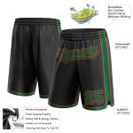 Personalized Basketball Shorts in Black, Kelly Green, and Orange - Custom Sportswear Personalized Black Kelly Green-Orange