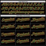 Personalized Two Tone Bomber Hoodie Jacket Black Kelly Green Orange Full-Snap Varsity Letterman Personalized Black Kelly