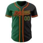 Personalized Black Green Orange Gradient Baseball Jersey - Fashion Sports Apparel Personalized Black Kelly Green-Orange Gradient