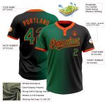Personalized Green-Orange Gradient Softball Jersey Unisex Fashion Two-Button Black Personalized Black Kelly Green-Orange