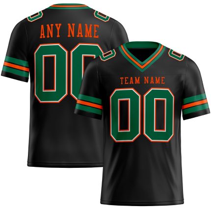 Personalized Black Kelly Green Orange Mesh Football Jersey - Authentic Team Gear Personalized Black Kelly Green-Orange Mesh