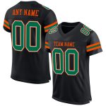Custom Name Number Personalized Football Jersey Black Kelly Green Orange Mesh Authentic Personalized Black Kelly Green-Orange