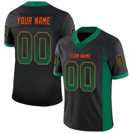 Personalized Football Jersey in Black, Kelly Green, and Orange Mesh - Drift Fashion Style Personalized Black Kelly Green-Orange