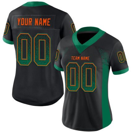 Personalized Football Jersey in Black, Kelly Green, and Orange Mesh - Drift Fashion Style Personalized Black Kelly Green-Orange