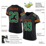 Custom Black and Kelly Green-Orange Mesh Football Jersey Personalized Personalized Black Kelly Green-Orange Mesh Football