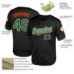 Personalized Throwback Baseball Jersey in Black Kelly Green and Orange Mesh Personalized Black Kelly Green-Orange Mesh Throwback