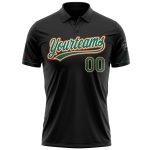 Personalized Performance Vapor Golf Polo Shirt in Black Kelly Green and Orange Personalized Black Kelly Green-Orange Performance