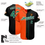 Personalized Black Green Orange Split Baseball Jersey - Stylish Fashion Sportswear Personalized Black Kelly Green-Orange
