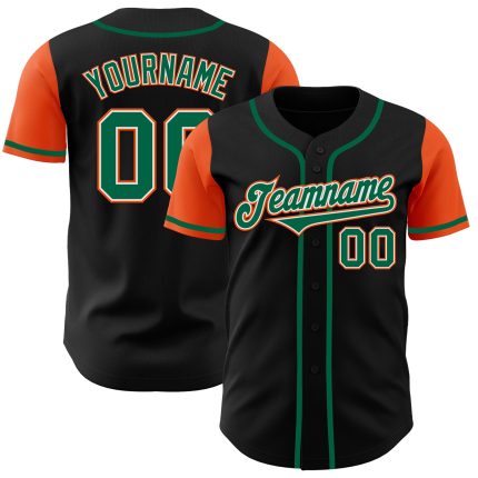 Custom Black Kelly Green Orange Two Tone Baseball Jersey - Personalized Sports Jersey Personalized Black Kelly Green-Orange