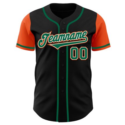 Custom Black Kelly Green Orange Two Tone Baseball Jersey - Personalized Sports Jersey Personalized Black Kelly Green-Orange