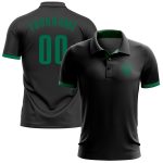 Custom Black Kelly Green Performance Golf Polo Shirt for Men Personalized Black Kelly Green Performance Golf Polo Shirt