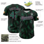 Personalized Black and Kelly Green Pink 3D Halftone Dots Baseball Jersey Personalized Black Kelly Green-Pink 3D Halftone