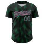 Personalized Black and Kelly Green Pink 3D Halftone Dots Baseball Jersey Personalized Black Kelly Green-Pink 3D Halftone