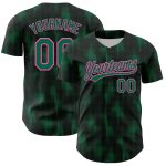 Custom Baseball Jersey with Personalized Name and Number, Black Kelly Green-Pink 3D Halftone Dots Design Personalized Black