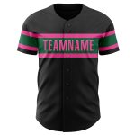 Personalized Authentic Baseball Jersey in Black, Kelly Green, and Pink Personalized Black Kelly Green-Pink Authentic Baseball