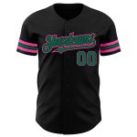 Custom Name and Number Personalized Baseball Jersey - Black Kelly Green-Pink Authentic Team Jersey Personalized Black Kelly