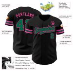Custom Name and Number Personalized Baseball Jersey - Black Kelly Green-Pink Authentic Team Jersey Personalized Black Kelly